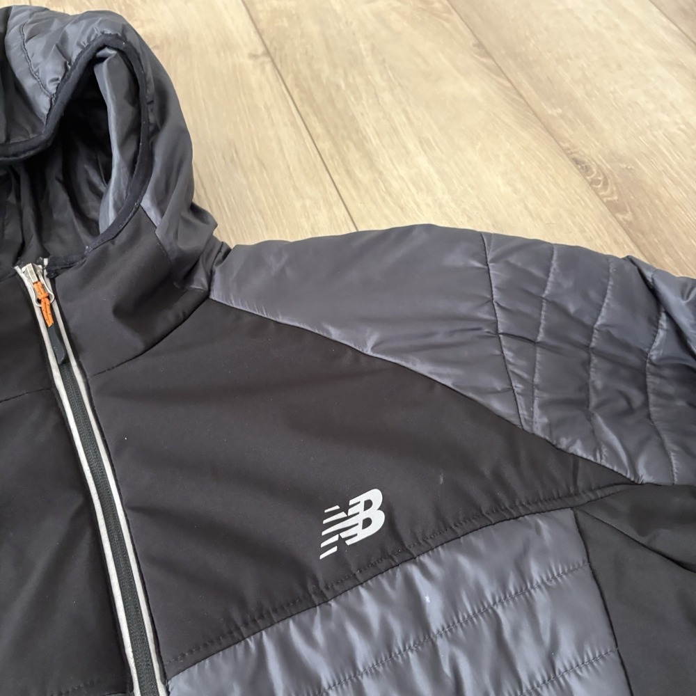 New Balance Puffer Jacket Fleece Lined Hooded Full Zip Black Mens Size Medium - Picture 4 of 8